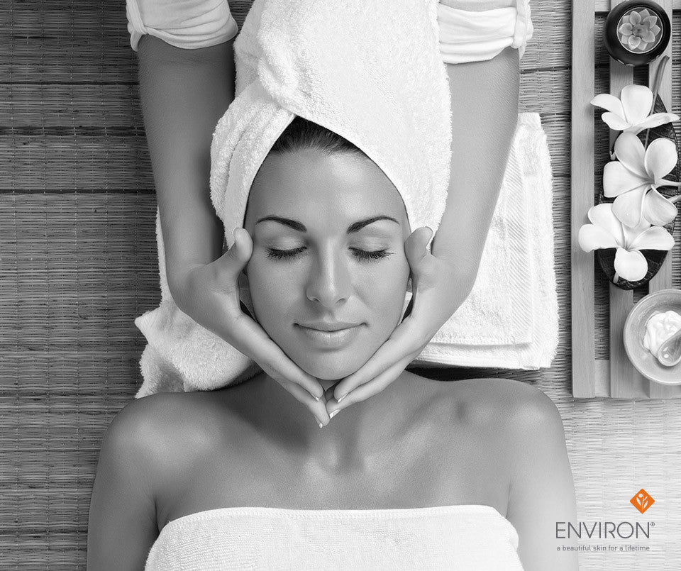 White towel wrapped around head promoting skin refresh and renewal with cool peel skincare range benefits