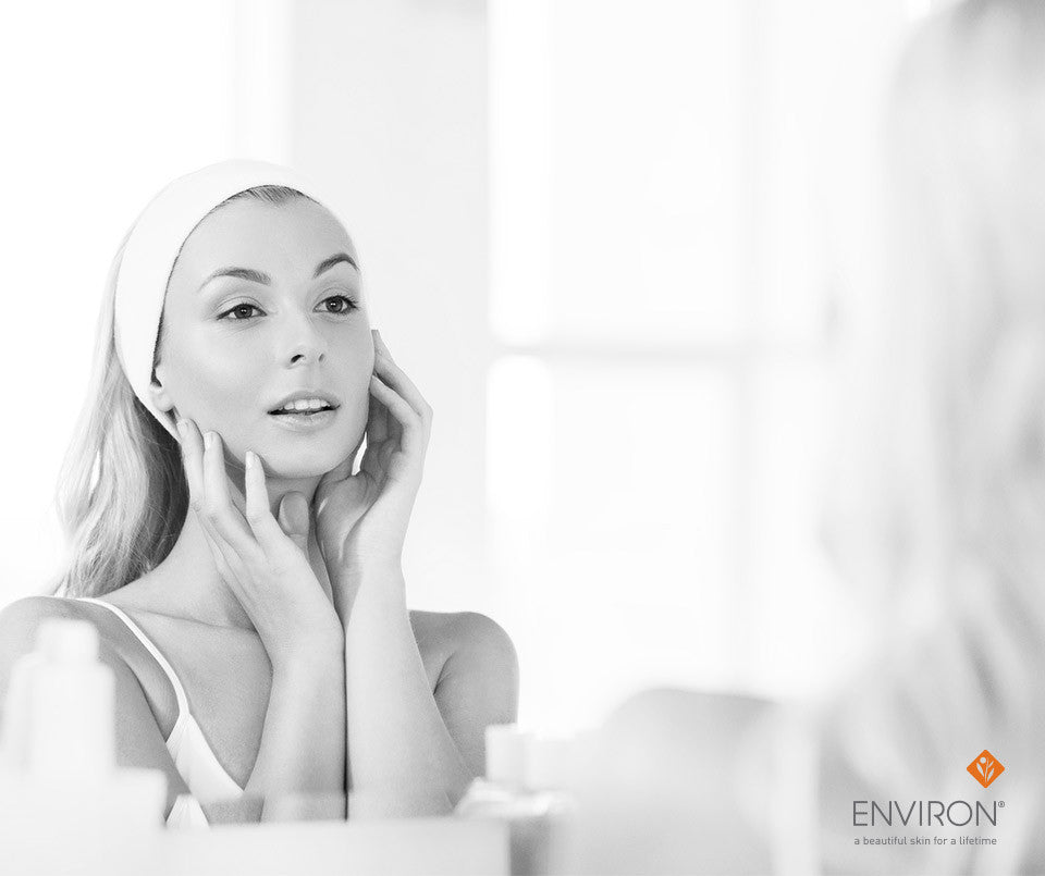 Woman with blonde hair wearing a white headband in an article about banishing blemishes with the b active skin care range