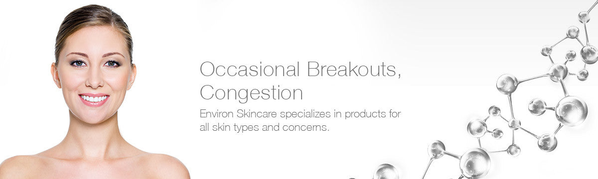 A woman with fair skin and blonde hair smiling gently illustrating occasional breakouts and congestion care.