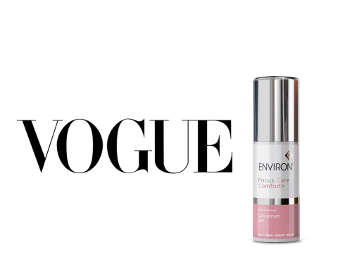 Silver and pink environ focus care comforts serum bottle with a sleek metallic cap