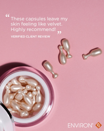 Pearl-like, translucent gel capsules nestled in a sleek pink and white jar.