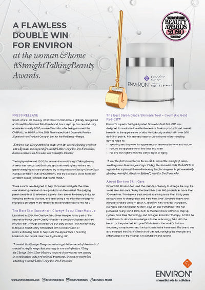 Gold-toned cosmetic gold roll-cit™ skincare tool from environ.