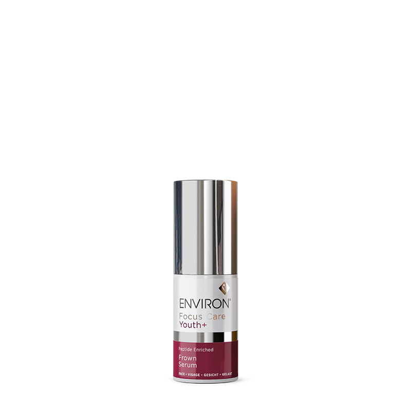 The Environ Focus Care Youth+ Peptide Enriched Frown Serum targets dynamic facial lines with its specialized anti-aging formula.