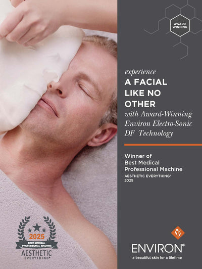 White textured facial mask being applied to a man’s face.
