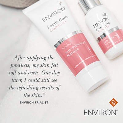 White and pink environ focus care comfort+ purifying anti-pollution masque tube with silver accents