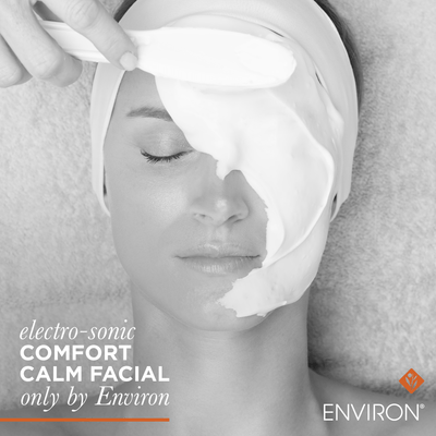 White electro-sonic comfort calm facial mask by environ