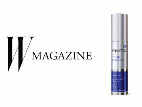 Silver and blue cylindrical bottle of environ youth essential c-quence serum 1