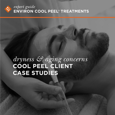 Environ cool peel treatment applicator being used on a client’s face.