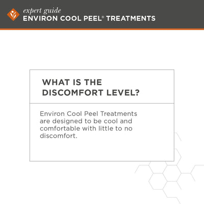 Environ cool peel treatments expert guide page with a clean white background and dark gray header.