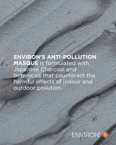 Environ’s anti-pollution masque, a smooth gray paste with visible texture and subtle sheen.