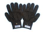 A pair of black GliderGloves touchscreen knit winter gloves with copper snap buttons rests on a white background.