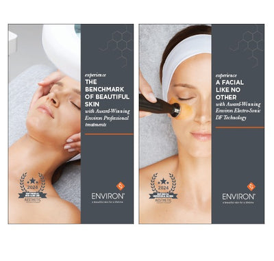 Environ professional electro-sonic df technology facial device with black handle and gold-toned treatment head.