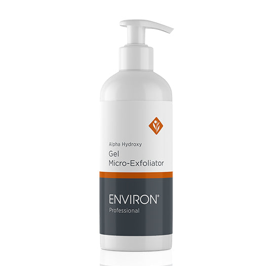 A white pump bottle of Environ Professional Alpha Hydroxy Gel Micro-Exfoliator stands against a clean white background.