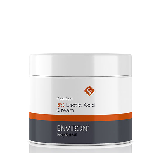 A white jar of Environ Professional Cool Peel 5% Lactic Acid Cream showcases its clinical exfoliating formula against a clean white background.