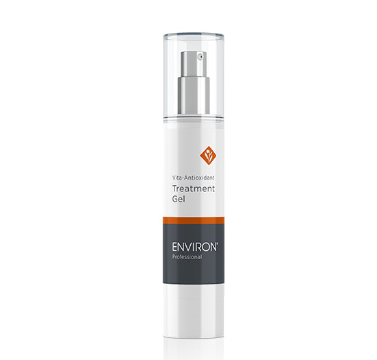 A sleek white pump bottle displays Environ Professional Vita-Antioxidant Treatment Gel for professional skincare.